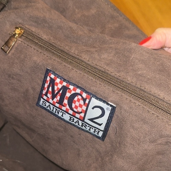 MC2 Saint Barth Vanity Blanket Blue &‎ Tan Tartan Plaid Travel Tote Shoulder Bag - Picture 8 of 15